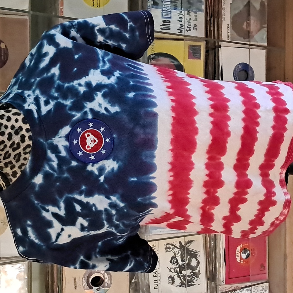 Grateful Dead American Flag Tye Dye Boxy Cut Bear T-Shirt Dead Head